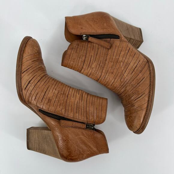 Paul Green Malibu Sliced Zip Bootie UK 5 US 7.5 Cognac Brown Leather Ankle Boot - Picture 6 of 12